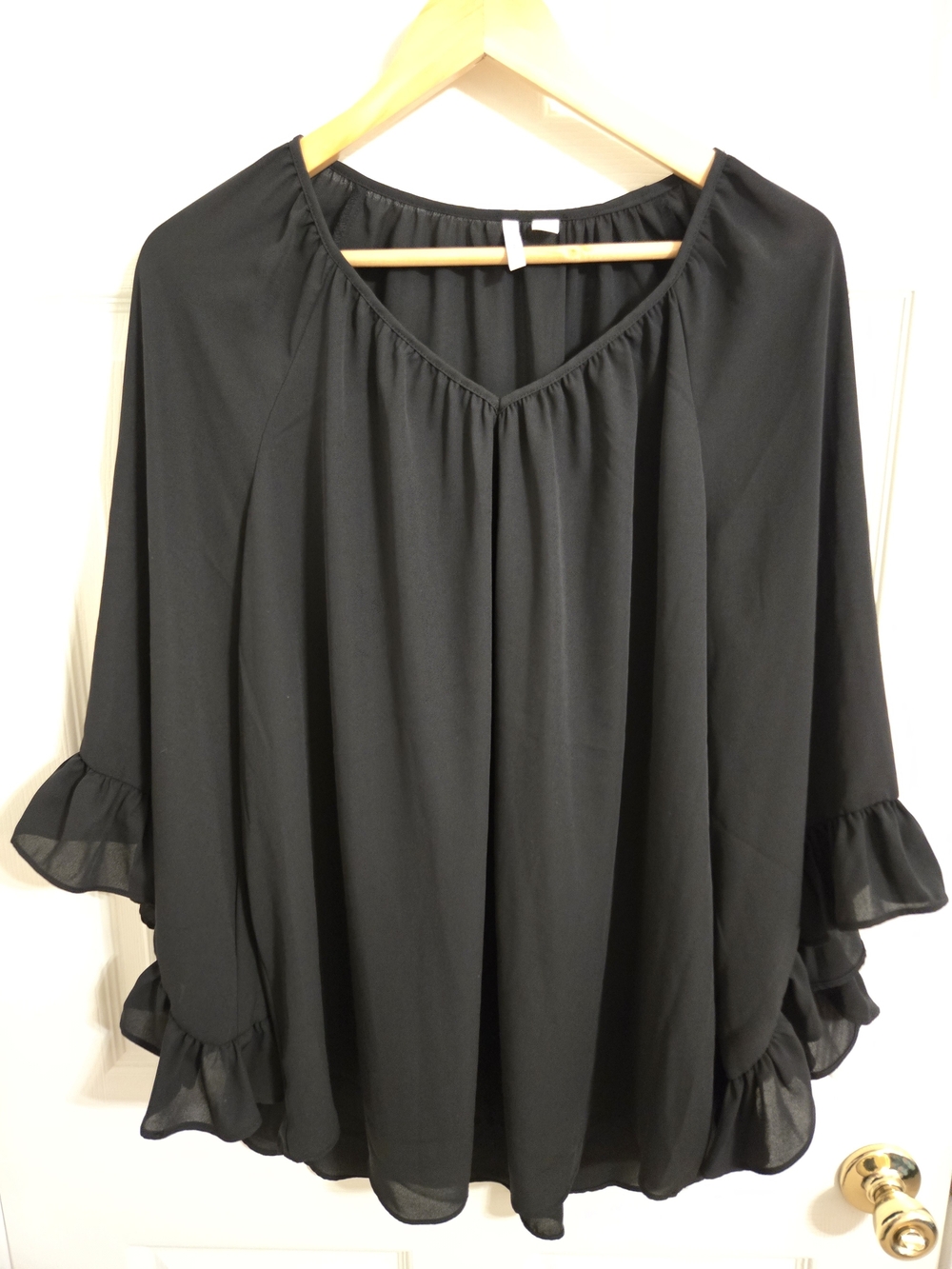Cato Black Semi sheer Women's Ruffle Sleeve Blouse Size 18/20W